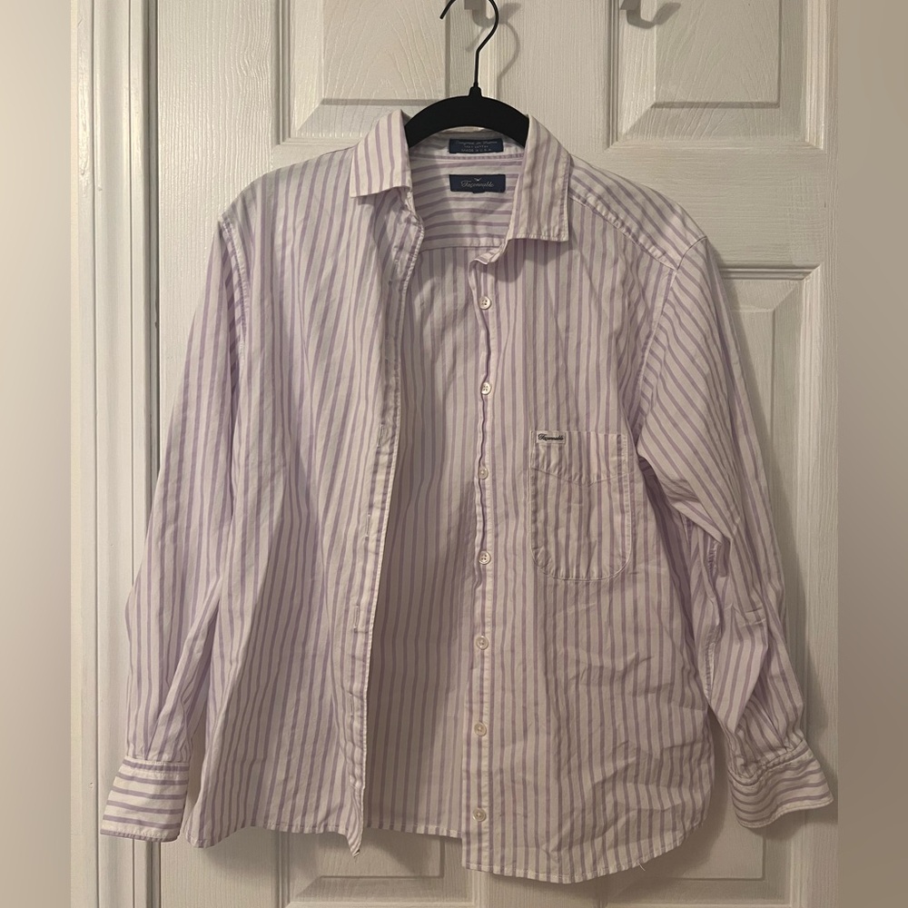 Facconable striped button down, purple, size small